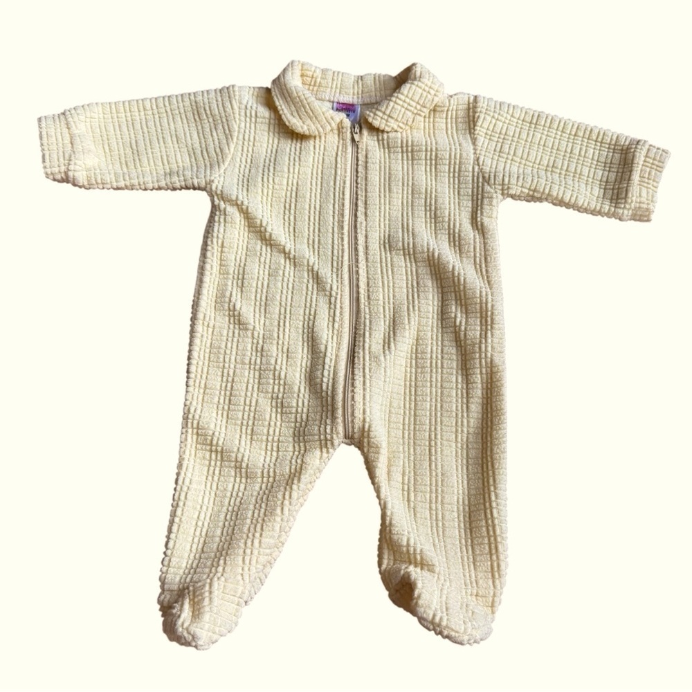VTG Coney Island Yellow Pajama Sleeper Footed Zippy Baby Boy Girl 6-9M